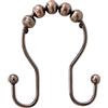 Kenney Metal Double Roller Ball Shower Curtain Rings Anelli per Tenda da Doccia a Doppia Sfera, Confezione da 12, Metallo, Bronzo lucidato a Olio, Taglia Unica
