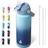 BJPKPK Borraccia con coperchio con cannuccia, capacità 680 ml, borraccia termica in acciaio inox, per sport, viaggi, senza BPA, thermos a prova di perdite, tazze, fiaschette, bicchieri, cielo