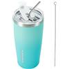 BJPKPK Tazza da caffè termica da 20 once isolata in acciaio inox a blocchi di colore tazza da caffè sottovuoto doppia parete termica da viaggio con coperchi e paglia, menta, T20mint