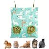 Makoto Nobu 1 Pezzi Borsa per Mangiatoia di Fieno, Sacchetti di Fieno per Conigli, Mangiatoia da Appendere per Nutrire Conigli e Cincillà(2 Finestre, Verde)