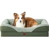 EHEYCIGA Memory Foam Cuccia Cane Interno Taglia Grande, Impermeabile Divano per Cani Sfoderabile e Lavabile, Letto per Cani con 4 Bordi Rialzati, Verde, 91x68x17.5cm