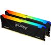 Kingston Technology Memoria Kingston Technology FURY Beast 32GB 3200MT/s DDR4 CL16 DIMM (Kit da 2) 1Gx8 RGB [KF432C16BB12AK2/32]
