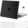 MOSISO Custodia Compatibile con MacBook Air 13 Cover M5 M4 M3 M2 2026-2022 A3449 A3240 A3113 A2681, Case per MacBook Air 13,6'' Liquid Retina&Copritastiera&Pellicola&Copri Webcam, Nero