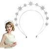 XIHIRCD Fascia per Capelli con Stelle, Doppio Strato Fascia per Capelli con Corona di Stelle Halo Tiara con Strass a Stella Copricapo della Dea Corona Nuziale da Sposa per Donne Ragazze (Argento)