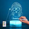 Hoofun TS Night Light Merch: Regali di merchandise dei fan del cantante, lampada di illusione a LED 3D con telecomando e tocco intelligente per la decorazione della camera da letto delle ragazze Music