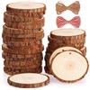 Fuyit Dischetti Legno Grezzo Diametro 7-8cm 30 Pz Naturale Decorazioni Fette Dischetti Grezzo Rotondo Con 10m Corda Iuta Fai da Te Natale Feste Matrimonio Segnaposto (7-8cm)