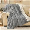 EMME - Coperta morbida e calda in finta pelle, 150 x 200 cm, reversibile, per divano e letto, grigio