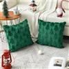 Artoid Mode Artoid - Set di 2 federe in pelliccia artificiale verde di pino, motivo alberi di Natale, 45 x 45 cm, in peluche e velluto, federe decorative per camera da letto
