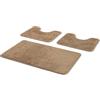 Comart - Set Tappeti Bagno Tahiti - Tris Tappetini Assorbenti: 1 Rettangolare 45x75 cm + 2 Giro Water 45x37.5 cm - Asciugatura Rapida - Salvaspazio - Antiscivolo - Lavabile in Lavatrice - Marrone