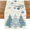 Artoid Mode Blu Alberi Decorazione natalizia Natale Runner da tavolo invernale Natale cucina tavolo decorazione per interni vacanza festa decorazione 40 x 100 cm
