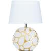 ARTE LAMP Lampada da comodino bianca dorata - lampada da scrivania - lampada touch a LED con cavo e paralume in tessuto per soggiorno e camera da letto