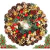 ZQEJEFD Corona Natalizia per Porta 30cm - Ghirlanda Decorativa per Interno e Esterno Con 20 Luci LED, Pigne, Bacche, Foglie Cadute