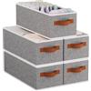 YheenLf 5Pezzi Scatole Portaoggetti Pieghevoli,Grigio,38×15.5×13cm | Scatola Porta Oggetti,Organizer Armadio Cassetti con Manico, Adatto per Organizzare Scaffali,Contenitori per Bagni