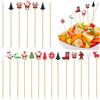 Forreen 200 Pezzo Bastoncini da Cocktail con Modelli Natalizi,12cm Stuzzicadenti in Legno per Frutta, Stuzzicadenti Natalizi per Antipasti Frutta Dessert Forniture per Natale Feste