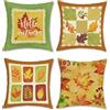 Bonhause Federe per Cuscini Foglie Autunno 45 x 45 cm Giallo Arancione Verde Foglia Poliestere Lino Decorativo per Divano Letto Casa Giardino Esterno Set di 4