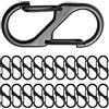 FANNITE 20 portachiavi a forma di S, con moschettone, colore nero, in lega di alluminio, a forma di S, con doppio moschettone, per escursioni, campeggio, viaggi