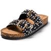 JOMIX Ciabatte Donna Estive Sandali Bassi Comodi Due Fibbie Pantofole Ragazza Decorato con Corallo SD9163 Nero 41