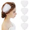 MWOOT 4 Pezzi Fermagli Capelli Piume Bianche, Copricapo Piume Cigno Bianco Accessori Capelli Balletto Donne Ragazze, Pezzo Capelli Perla Costume Carnevale, Sposa Matrimonio Festa Cosplay