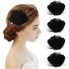 MWOOT 4 Pezzi Fermagli Capelli Piume Nere, Copricapo Piume Cigno Accessori Capelli Balletto Donne Ragazze, Pezzo Capelli Perla Costume Carnevale, Sposa Matrimonio Festa Cosplay