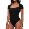 COMFREE Body Donna Maniche corte con Scollo a colletto quadrato Bodysuit Body da Donna Elegante Casuale Basic Tops T-shirt Unita (Bianco-02, XL)