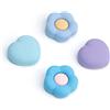 GeekShare Joycon - Tappi per manopole in silicone, compatibili con Nintendo Switch / OLED / Lite, 4 pezzi, cuore e fiore (blu viola), blu e viola