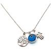 MYSTIC JEWELS By Dalia - Collana in argento Sterling 925, tre simboli: mano di Fatima, albero della vita e occhio della buona fortuna