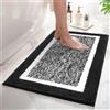 SHACOS Tappeto Bagno Microfibra Soffice Morbida, Tappetino Bagno Antiscivolo, Tappeto Bagno Assorbente, Tappeti Bagno Lavabile In Lavatrice, Adatto per Doccia Vasca Da Bagno, Nero, 60 X 90 cm