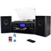 DIGITNOW Giradischi Bluetooth per CD Cassette Radio AM/FM Porta USB Telecomando Casse