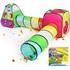 STLOVe® 4 in 1 Tenda da Gioco Bambini, Pop Up Tunnel Bambino, Tenda Giocattolo con Borsa Tote, Tunnel per Gattonare, Pieghevole Fossa di Palline Tube Tende, Bambini