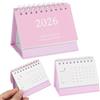 Tyqour Mini calendario 2025 2026 piccolo calendario da tavolo calendario da settembre 2025 a dicembre 2026 Mini Desk Calendar Piccola agenda per famiglie rosa