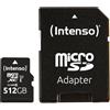 Intenso Premium Scheda di Memoria microSDXC da 512 GB Class 10 UHS-I (con Adattatore SD), Nero (3423493)