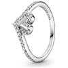 PANDORA Anello Wishbone con cuore brillante in argento Sterling con zirconia cubica trasparente, 60