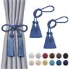Pretty Jolly Confezione da 2 fermatende con nappa a doppia estremità, fatta a mano, in corda intrecciata, fermatende decorativi in stile europeo per casa e ufficio (blu navy)