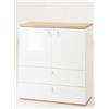 Composad | Mobile Contenitore della Linea GLOBO con 2 Cassetti e 2 Ante, Mobile Salvaspazio, Cassettiera Cameretta, (LxAxP) 90x100x45 cm, Colore Rovere e Bianco Laccato, Made in Italy