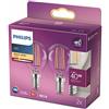 Philips LED Lampadina LED Sfera Filamento, equivalente a 40W, Attacco E14, Luce Bianca Calda, Non dimmerabile, 4.3 W, Warm White, 2 pack