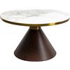 KARE Design tavolo Cono Keramik 70 cm, marrone/bianco, tavolo da pranzo tondo con diametro 70 cm, base acciaio effetto legno ripiano effetto marmo, soggiorno, tavolino per divano, d'appoggio