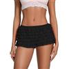 LYSINK Pantaloncini da donna multistrato in pizzo con volant mini bloomer cravatta anteriore elastico vita bassa volant Lolita Micro Shorts, B-rosa, S