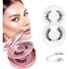 iCovalescent 2 Paia Ciglia Finte Magnetiche, Ciglia Magnetiche con Applicatore, Ciglia Finte Magnetiche Naturali, Magnetic Eyelashes Riutilizzabili, Non Richiede Colla
