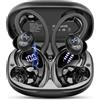 Cillso Cuffie Bluetooth Sport,Auricolari Bluetooth 5.4 Sport Con Stereo Hifi, 50 Ore Cuffie Wireless Con 4 ENC Cancellazione Rumore Mic, IP7 Impermeabile, USB-C, Cuffiette Bluetooth Con LED Display, Nero