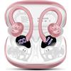 Cillso Cuffie Bluetooth Sport,Auricolari Bluetooth 5.4 Sport Con Stereo Hifi, 50 Ore Cuffie Wireless Con 4 ENC Cancellazione Rumore Mic, IP7 Impermeabile, USB-C, Cuffiette Bluetooth Con LED Display,Oro rosa