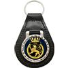 Family-crests HMS Lion Portachiavi Royal Navy In Vera Pelle Nera E Argento