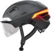 ABUS Casco da bicicletta HYP-E B.LACE - con luce anteriore, posteriore e lampeggiante e luce di arresto senza fili - con visiera e paraorecchie - per bicicletta, e-bike e pedelec - taglia M, grigio