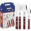 Tramontina Set Posate Acciaio Inox e Legno Polywood Rosso 24 Pezzi