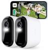Arlo Essential 2K Telecamera WiFi Esterno Senza Fili, Telecamera WiFi Interno, Sirena Allarme Casa, Sensore Di Movimento, Visione Notturna A Colori, Prova Inclusa Arlo Secure, 2 Telecamere, Bianche
