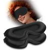 ALIIP Mascherina per Dormire 3D, 2PCS Maschera per Dormire in 100% Seta Ghiacciata, Upgrated Mascherina Occhi per Dormire per Bloccare la Luce per Dormiente Laterale, Viaggi, Pisolino