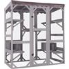 X-ZONE PET Casetta per gatti in legno per interni ed esterni, grande recinto per gatti su ruote, gabbia catio con striscia di legno rinforzata, tetto impermeabile (tipo Medium, D Type)