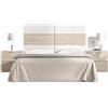 DEKIT GRUPO RIMOBEL ASTRA - Testata con comodini a due cassetti per letto matrimoniale - Bianco/Naturale - 121,8 x 259 x 34,2 cm