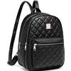 Myhozee Zaino Donna, Myhozee Borsa Zaino Donna Pelle PU Zainetto impermeabile Casual Nero Zaini Casual Daypack Backpack per Scuola Viaggio Lavoro Shopping,Nero