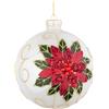 BIZZOTTO Addobbo Sfera Pallina Palla Albero Natale Poinsezia Vetro 10cm Bianco