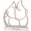 BONGELLI PREZIOSI Figura Moderna Stilizzata Coppia Innamorati Bacio 17x15cm Nocciola Base Bianca